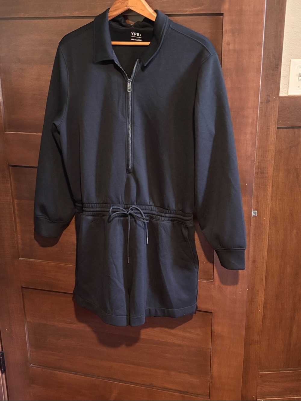 Abercrombie Active YPB Black Drawstring Half-Zip Jumpsuit